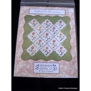 Polka Dot Blossoms Applique Embroidery Quilt Pattern 58"x58" Hopskotch Quilting